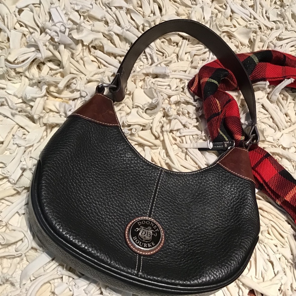 DOONEY & BOURKE LEATHER SHOULDER BAG BLACK BROWN